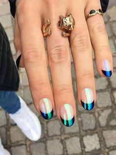 Iridescent Nails, French Manicure Nail Designs, French Tip Manicure, New Nail Trends, Michelle Lee, Manicure Nail Designs, French Tip Nail Designs, French Manicure Nails, Tip Nails