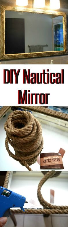 the diy nautical mirror is made from rope