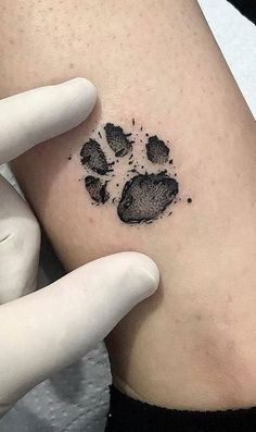 a person with a tattoo on their arm that has a dog paw print on it