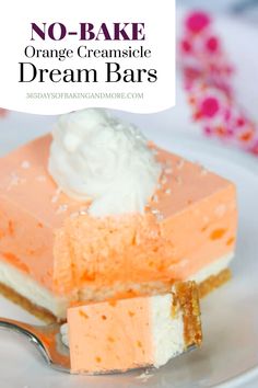 no - bake orange creamsice dream bars on a white plate