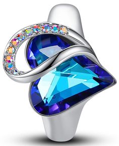 PRICES MAY VARY. Original design from our studio in Boston; Presented by Miss New York Nicole Kulovany Specifications - ring: size 6.5 - 8; charm: 0.53" x 0.68"; type: adjustable open end ring; plating: 18K white gold plated; stone: rainbow blue, birthstone heart crystal for September, healing stone for health Leafael Jewelry prides itself on meeting strict product safety standards. Our products pass European 1907/2006 REACH Regulation Annex XVII Item 23,27, and 63, and are lead free, nickel fre Heart-shaped Multicolor Jewelry For Birthday Gift, Multicolor Jewelry For Valentine's Day Birthday, Silver Rings For Valentine's Day Birthday Gift, Heart Shaped Blue Jewelry For Birthday, Silver Rings For Birthday And Valentine's Day, Blue Jewelry For Birthday And Valentine's Day, Multicolor Rings For Valentine's Day Anniversary, Multicolor Rings For Anniversary On Valentine's Day, Multicolor Rings For Anniversary Valentine's Day