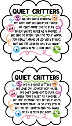 two speech bubbles with the words quiet crittes and quiet crittes on them