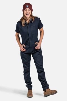 Womens Short Sleeve Hadley Coveralls | Dovetail Workwear Utility Overalls With Belt Loops For Workwear, Utility Jumpsuits And Rompers With Bib Front And Pockets, Utility Jumpsuit With Bib Front And Pockets, Utility Jumpsuits With Side Pockets And Bib Front, Outdoor Bib Front Overalls With Pockets, Utility Cargo Overalls, Utility Jumpsuits And Rompers With Pockets For Outdoor, Utility Style Overalls With Belt Loops, Utility Overalls With Belt Loops