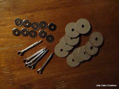 the tools are laid out on the table to be used for making buttons and magnets