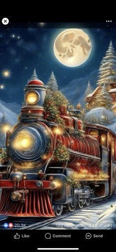 Christmas Trains, Train Christmas, Christmas Scenery, Christmas Train, Tin Art, Christmas Scenes, Christmas Illustration, Christmas Images, Christmas Photo Cards