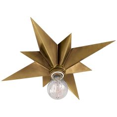 a ceiling fan with a light bulb attached to it's bladed star design