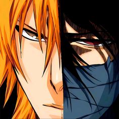 two anime characters with orange hair and blue eyes