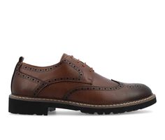 Introducing the Campbell wingtip derby by Vance Co. These professional-style shoes are crafted with premium vegan leather for a business-savvy look. Featuring a 12 mm Tru Comfort Foam™ insole and a lace-up design, they provide all-day comfort and a customizable fit. With a 1-1/4 inch block heel, round-toe shape, and padded tongue for extra comfort, the Campbell wingtip derby combines classic elegance with modern convenience, making it the perfect choice for the office or any professional setting Wingtip Oxfords For Workwear, Oxford Leather Wingtip Shoes For Work, Wingtip Derby Shoes For Work With Branded Insole, Wingtip Oxford Shoes For Work, Brown Wingtip Oxfords For Work, Wingtip Oxford Dress Shoes For Work, Oxford Wingtip Dress Shoes For Work, Business Casual Wingtip Oxford Leather Shoes, Office Wingtip Leather Shoes With Goodyear Welt