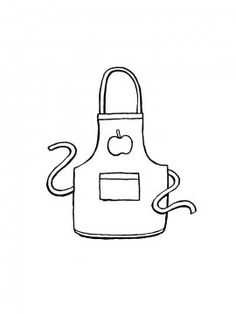 an apron with apple on it is drawn in the style of a line art drawing