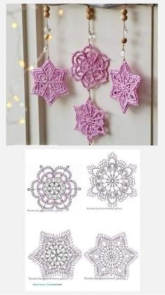 Crochet Christmas Ornaments Free Patterns, Crochet Christmas Snowflakes, Knitted Flower Pattern, Crochet Ornament Patterns, Christmas Crochet Patterns Free, Crochet Snowflake Pattern, Crochet Earrings Pattern, Crochet Christmas Decorations