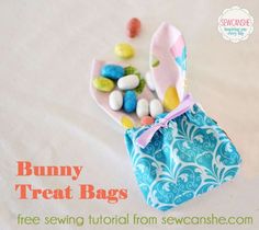 the bunny treat bag is filled with candy