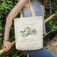 "Get ready for your summer wedding with our elegant wedding tote bags. Perfect for carrying all your essentials in style, these totes are a must-have accessory for any bride or bridesmaid. Shop now and make a statement on your special day! #wedding #totebag #bride #bridesmaid #summerwedding #bridalparty #weddingaccessories #bridetobe #weddingstyle #fashionstatement" Mountain Sketch