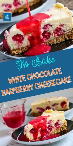 NO BAKE White Chocolate Raspberry Cheesecake with fresh Raspberry Coulis No Bake White Chocolate Raspberry, No Bake Raspberry Cheesecake, Raspberry White Chocolate Cheesecake, Christmas Desserts Cakes, Raspberry No Bake Cheesecake, White Chocolate Raspberry Cheesecake, Chocolate Raspberry Cheesecake, Raspberry Coulis, Jo Cooks