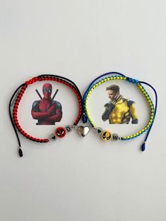 Marvel Beads Bracelet, Deadpool And Wolverine Bracelet, Customized Adjustable Friendship Bracelets For Valentine's Day, Customizable Adjustable Novelty Friendship Bracelets, Personalized Themed Adjustable Name Bracelet, Adjustable Novelty Jewelry For Personalized Gifts, Personalized Adjustable Friendship Bracelets, Themed Adjustable Friendship Bracelets With Letter Beads, Adjustable Themed Name Bracelet For Friendship