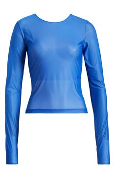 Dri-FIT tech keeps you dry while you push your limits in this ultrasmooth and sheer top framed with long sleeves with thumbholes for extra coverage. 21 1/2" length (size Large) Bateau neck Long sleeves with thumbhole cuffs Dri-FIT moisture-wicking technology 72% polyester, 28% spandex Machine wash, tumble dry Imported Workout Nylon Tops With Thumbholes, Stretch Nylon Long Sleeve Mesh Top, Fitted Nylon Tops With Thumbholes, Stretch Nylon Long Sleeve Tops, Fitted Technical Tops With Mesh Back, Long Sleeve Nylon Mesh Top With Mesh Sleeves, Nylon Mesh Top With Long Mesh Sleeves, Stretch Nylon Top With Sheer Sleeves, Nylon Stretch Top With Sheer Sleeves