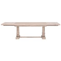 a wooden table with two legs and a rectangular top on an isolated white background,