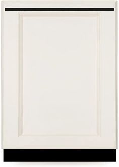 a white cabinet door with black trim