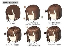 an anime character's hair is shown in several different ways, including the head and shoulders