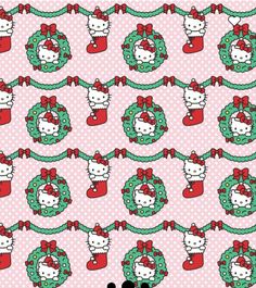 hello kitty christmas wallpaper in pink and green