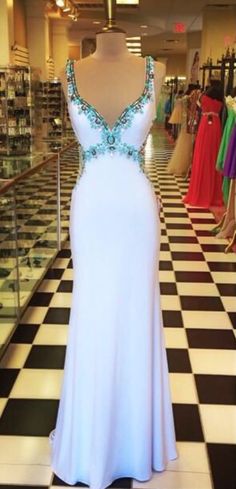 Coral And Turquoise Dresses, White And Turquoise Wedding Dress, Turquoise Wedding Dress, Turquoise Wedding Dresses, White Prom Dress Long, Dress Long Formal, Rustic Beach Wedding, Crystals Wedding, White Prom