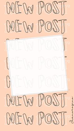 the words new post are drawn in black and white on a peach background with an orange rectangle