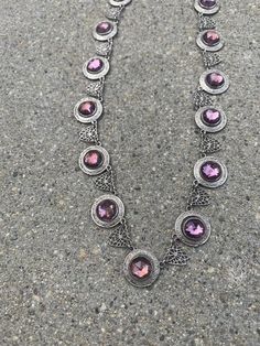 Make this beautiful amethyst silver necklace yours.Length: 7.5” Black Beaded Necklace, Black Bead Necklace, Vintage Monet, Costume Jewelry Necklaces, Crystal Necklaces, Amethyst Stone, Black Beads, Jewelry Necklace, Vintage Necklace