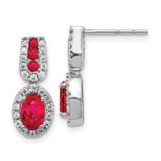 14k White Gold Diamond Red Ruby Post Stud Earrings Gemstone Fancy Drop Dangle Fine Jewelry For Women Gifts For Her Special Gifts For Mom, Ruby Earrings Studs, Ruby Earrings, Ruby Stone, White Gold Earrings, Birthstone Earring, White Earrings, Fine Jewellery Earrings, Sparkle Diamonds