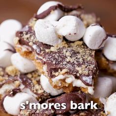 a pile of smores and marshmallows on top of each other