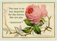 a pink rose with green leaves is on a white and beige card that says,