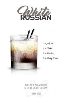 an advertisement for the white russian cocktail