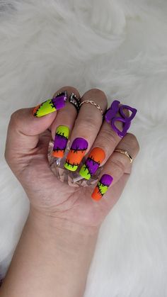 #halloween #nails #fall #nailart #spooky #nailsofinstagram #love #beauty #halloweencostume #fashion #october #photography #hair #pumpkin #nailswag #autumn #nailsonfleek #trickortreat #style #art #beautiful #travel #naildesign #photooftheday #instagood #halloweenmakeup #nailstagram #horror #naildesigns #scary Cute Nails For Fall, Frankenstein's Monster, Fall Nail Art, Art Halloween