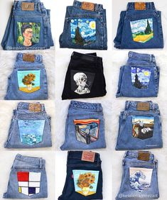 the back side of a pair of jeans with pictures on them and an instagramr