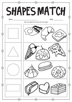 the shape match worksheet for preschool to help students learn shapes and make their own pictures