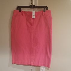 Coral, Super Comfy, Stretch, Right Above The Knee, Brand New Pink Skirt With Pockets For Work, Casual Pink Skirt For Work, Pink Stretch Knee-length Pencil Skirt, Casual Pink Mini Pencil Skirt, Pink Lined Skirt For Work, Pink Lined Skirt For Workwear, Pink Stretch Skirt With Pockets, Pink Stretch Skirt For Work, Pink Stretch Skirt For Workwear