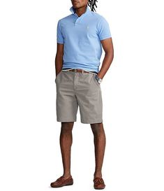 Polo Ralph Lauren Big & Tall Classic Fit 10 1/4" and 11 1/4" Inseams Chino Shorts | Dillard's Fitted Bermuda Shorts Casual Style, Fitted Bermuda Shorts For Casual Wear, Casual Relaxed Fit Bermuda Shorts With Belt Loops, Casual Knee-length Bottoms With Button Closure, Casual Bermuda Shorts With Belt Loops, Classic Cotton Shorts With Hip Pockets, Knee-length Cotton Bottoms With Button Closure, Casual Knee-length Shorts With Welt Pockets, Fitted Casual Bermuda Shorts