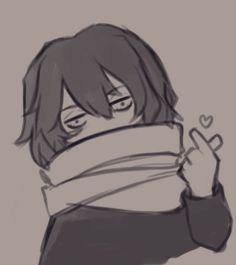 a drawing of a person with a scarf around his neck and the words i love you written on it