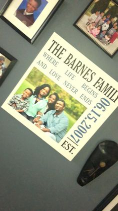 a wall with posters and pictures on it that say the braves family, where there is life begins and love never ends