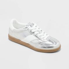 These Spencer Fashion Sneakers with Memory Foam Insole from Universal Thread™ deliver a delightful blend of comfort and modern chic. These low-top sneakers boast a paneled two-tone upper, round toe and lace-up front. Enhanced with a memory foam insole, they offer all-day comfort without compromising on style. Wear them casually with your fave jeans and a top, or dress them up with a sundress. Universal Thread™: Found exclusively at Target. Beach Socks, Recycled Polyester Fabric, Rubber Shoes, Slingback Pump, Modern Chic, Universal Thread, Fashion Sneakers, Low Top, Sneakers Fashion