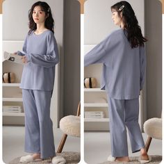 Experience ultimate comfort and style with our Cute Cozy Long Sleepwear PJs Set for Women! Made with 100% cotton, this set features a loose fit and slight stretch for a soft, comfortable feel. Perfect for spring and autumn, it includes pockets and an elastic waistband for convenient wear. Get ready to relax in style! Material: 100% Cotton Fit Type: Loose Fit Stretch: Slight Season: Spring/Autumn Softness: Soft Features: Pockets and Elastic waistband for Comfortable and Convenient wear Comfortable Cotton Long Sleeve Sets, Solid Cotton Sleepwear For Lounging, Cotton Solid Color Sleepwear For Relaxation, Solid Color Cotton Sleepwear For Relaxation, Cotton Long Sleeve Loungewear Sets, Cozy Cotton Sleepwear With Long Sleeves, Comfortable Cotton Solid Color Sleepwear, Cozy Cotton Long Sleeve Sleepwear, Comfortable Solid Color Cotton Sleepwear