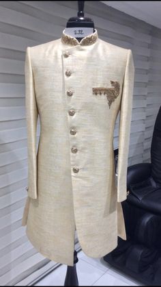 (1) White Floral Embroidery Sherwani – Nazranaa Designer Wedding Kurta With Gold Embroidery, Designer Nehru Jacket With Gold Embroidery, Designer Sherwani With Gold Embroidery, Designer Fitted Kurta With Gold Embroidery, Elegant Designer Sherwani With Gold Embroidery, Designer Bandhgala With Gold Embroidery, Designer Fitted Sherwani With Gold Embroidery, Designer Fitted Sherwani With Traditional Drape, Designer Sherwani With Resham Embroidery