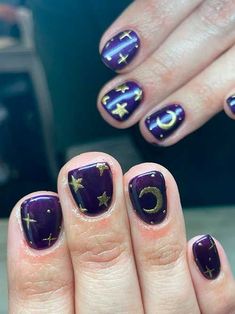 Dark Purple Nails, Witch Nails, Witchy Nails, Purple Nail Designs, Mode Crochet, Grunge Nails, Pretty Gel Nails, Funky Nails