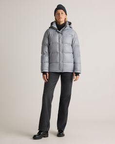 The perfect jacket for your cold-weather adventures is here: our Responsible Down Puffer Jacket. You'll be warm all winter long thanks to the water-repellent and wind-resistant fabric. Bonus: Our down products are sourced responsibly to ensure best practices in animal welfare. Meet your new winter wardrobe essential and enjoy it for years to come.  | Quince | Women's Responsible Down Puffer Jacket in Feather Grey, Size XS, Recycled Polyester Winter Wardrobe Essentials, Perfect Jacket, Down Puffer Jacket, Puffer Jacket Women, Animal Welfare, Best Practices, Quince, Winter Wardrobe, Corporate Gifts