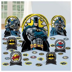 the batman party supplies are ready to be used for birthdays and baby showering