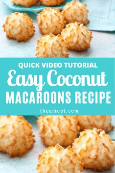 coconut macaroni and cheese bites on a blue plate with the title text overlay