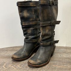 Great Previously Owned Condition, Minor Signs Of Prior Wear Are Present (Please See All Pictures For Condition Specifics). Measurements Are In The Pictures. Frye Carmen 3 Strap Tall Harness Riding Boots Brown Leather Size 8 77851 Approximately 16" Tall Pre-Owned And In Great Condition - See Photos Please No Low Ball Offers ~ Poshmark Collects 20% And Sellers Pay Applicable Taxes. Reasonable Offers Welcomed. Top-Rated Ambassador Seller Items Housed In A Pet & Smoke-Free Environment Reasonable Off Brown Moto Boots With Stacked Heel For Fall, Western Vintage Brown Moto Boots For Fall, Western Style Vintage Brown Moto Boots For Fall, Rustic Brown Boots For Fall, Brown Snip Toe Moto Boots For Fall, Rustic Snip Toe Moto Boots For Fall, Rustic Moto Boots With Snip Toe For Fall, Brown Leather Wide Calf Moto Boots, Brown Leather Moto Boots For Wide Calf