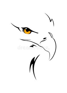 an eagle's head with orange eyes royalty illustration