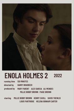 the movie poster for enola holmes 2, featuring two people in tuxedos