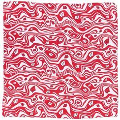 a red and white pattern with wavy lines on the bottom, which are drawn in different directions