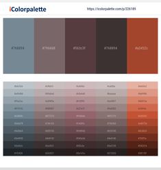 the color palette is shown in different shades