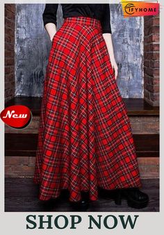 Vintage Checkered/plaid Skirt Midi Rock Outfit, Circle Maxi Skirt, Diy Maxi Skirt, Red Long Skirt, Maxi Skirt Pattern, Vintage Dresses Online, Midi Skirt Outfit, High Waisted Maxi Skirt, Maxi Skirt Outfits